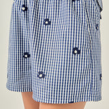 Embroidered Gingham Shorts