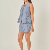Embroidered Gingham Shorts