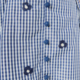 Embroidered Gingham Shirt Midi Dress