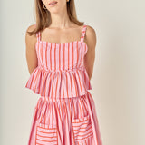 Sunset Stripe Flounce Cami