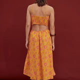 Sunset Bloom Scallop Midi Dress
