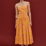 Sunset Bloom Scallop Midi Dress