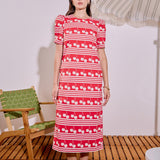Cherry Stripe Printed Midi Dress