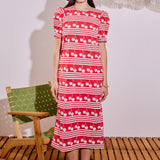 Cherry Stripe Printed Midi Dress