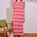 Cherry Stripe Printed Midi Dress