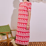 Cherry Stripe Printed Midi Dress