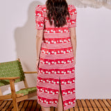 Cherry Stripe Printed Midi Dress