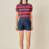 Rugby Stripe Cropped Polo