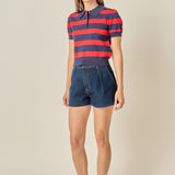 Rugby Stripe Cropped Polo