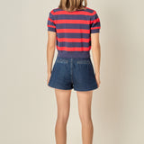 Rugby Stripe Cropped Polo