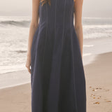 Linen Stitch Detail Midi Dress