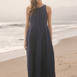 Linen Stitch Detail Midi Dress