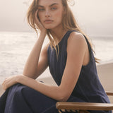 Linen Stitch Detail Midi Dress