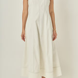 Linen Stitch Detail Midi Dress