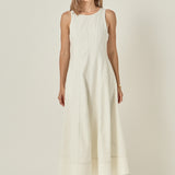 Linen Stitch Detail Midi Dress