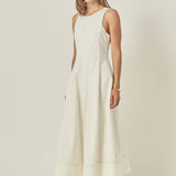Linen Stitch Detail Midi Dress