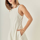 Linen Stitch Detail Midi Dress