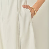 Linen Stitch Detail Midi Dress