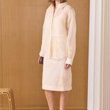Sheer Beaded Long Sleeve Shirt