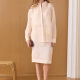 Sheer Beaded Long Sleeve Shirt