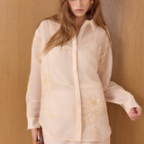 Sheer Beaded Long Sleeve Shirt