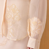 Sheer Beaded Long Sleeve Shirt