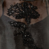 Sheer Beaded Mock Neck Sleeveless Top