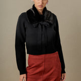 Faux Fur Collar Knit Cardigan
