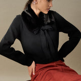 Faux Fur Collar Knit Cardigan