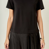 Mixed Media Pleated Mini Dress