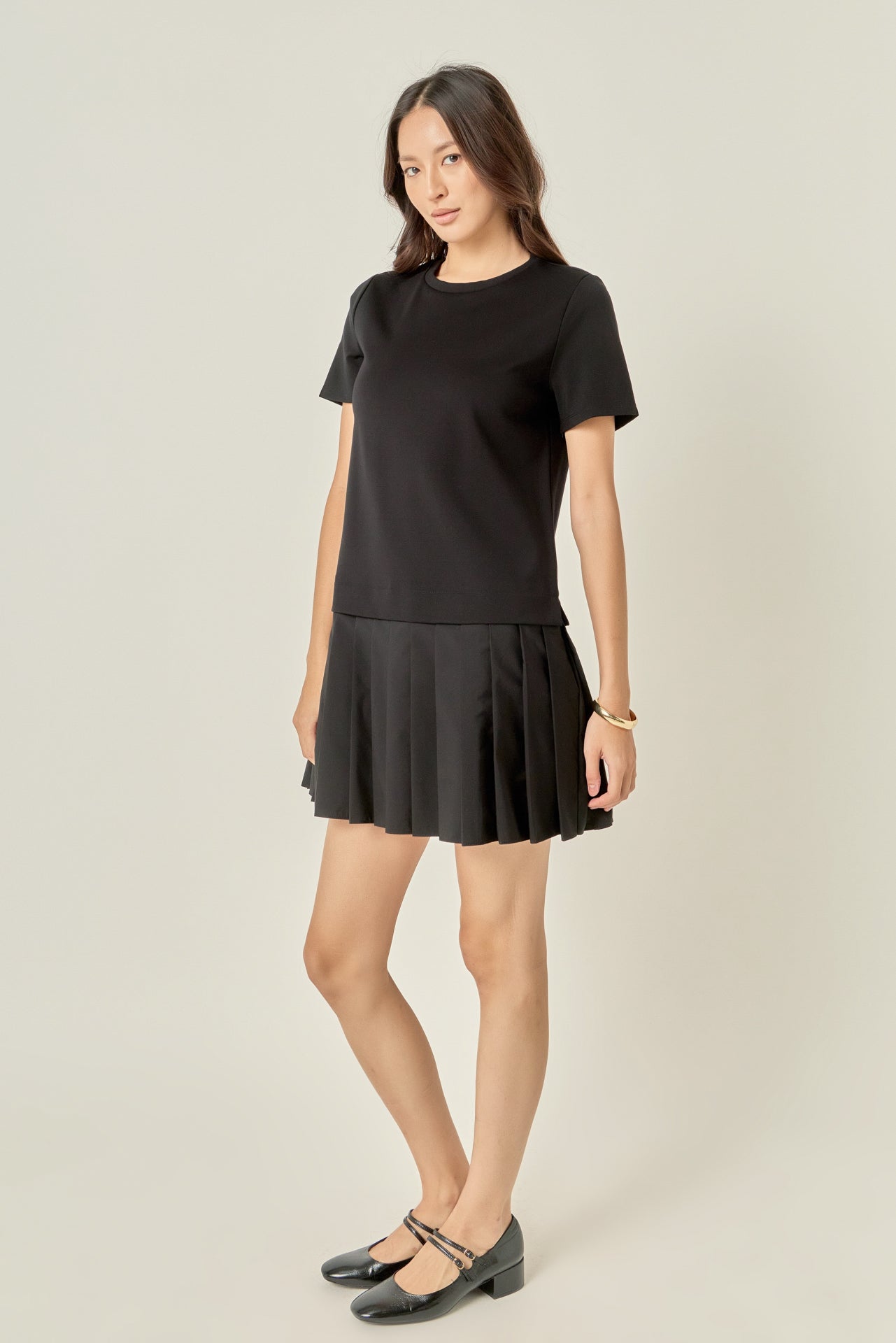 Mixed Media Pleated Mini Dress – English Factory