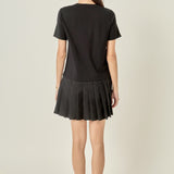 Mixed Media Pleated Mini Dress