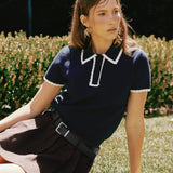Scallop Trim Sweater Polo