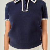 Scallop Trim Sweater Polo