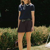 Scallop Trim Sweater Polo
