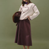 Heart Whipstitch Knit Sweater