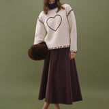 Heart Whipstitch Knit Sweater