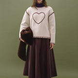 Heart Whipstitch Knit Sweater