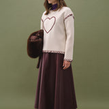 Heart Whipstitch Knit Sweater