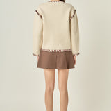 Heart Whipstitch Knit Sweater