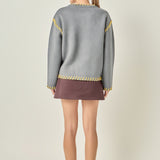 Heart Whipstitch Knit Sweater