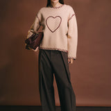Heart Whipstitch Knit Sweater