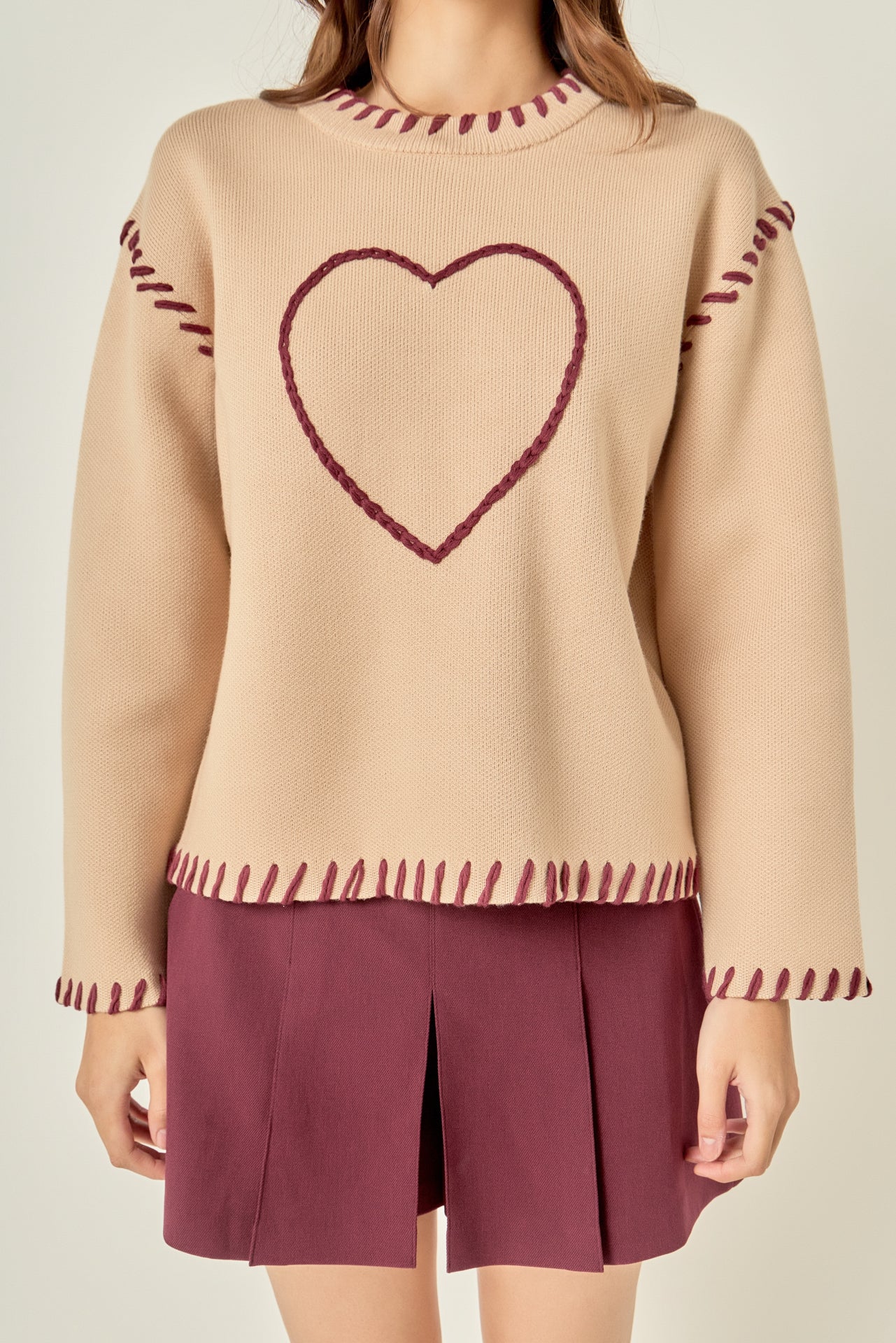 Heart Whipstitch Knit Sweater – English Factory