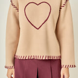 Heart Whipstitch Knit Sweater