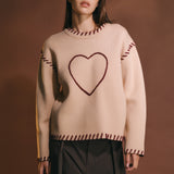 Heart Whipstitch Knit Sweater