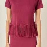 Fringe Hem Knit Top