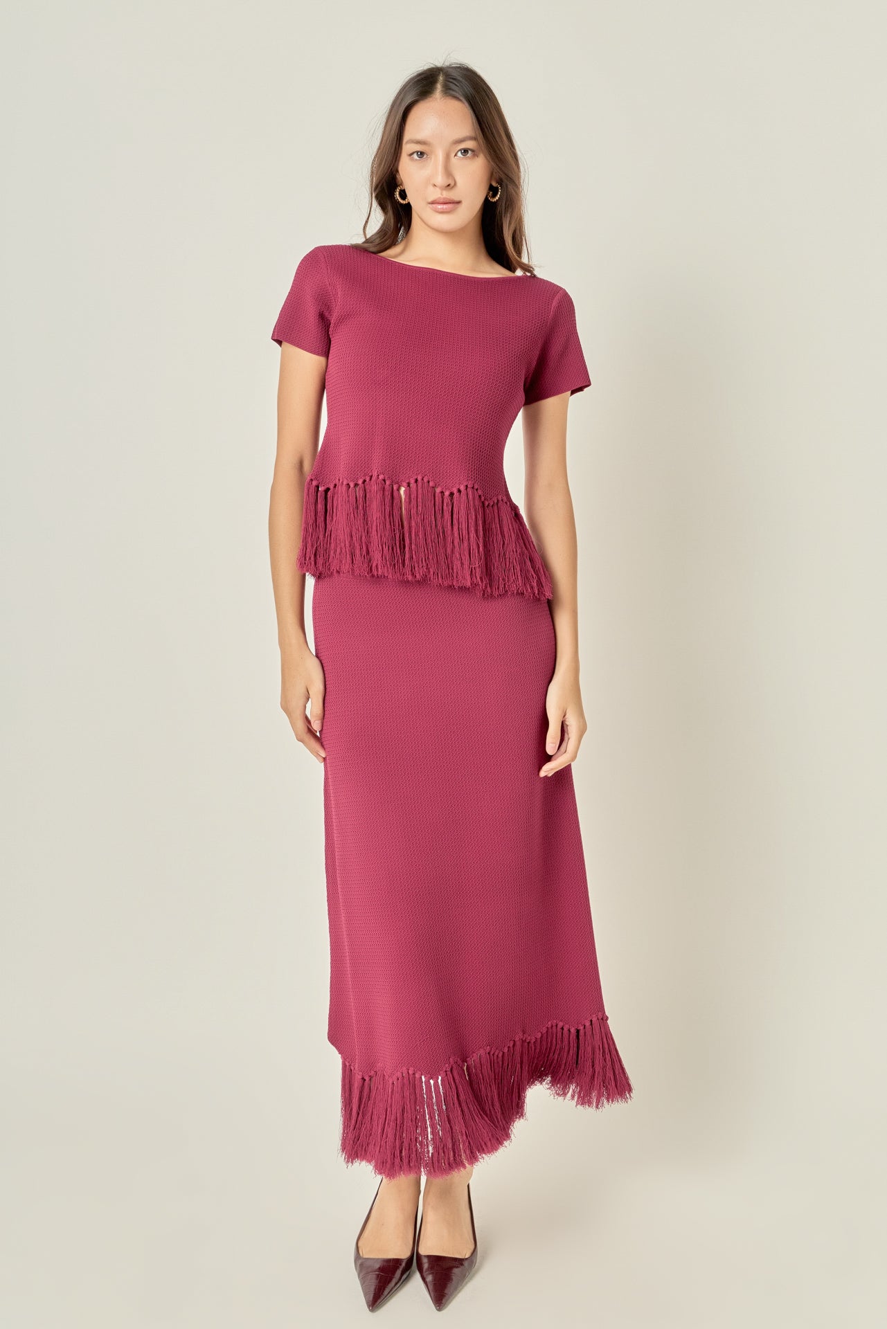 Fringe Hem Knit Top