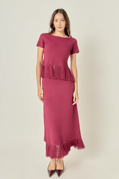 Fringe Hem Knit Top