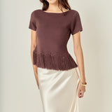 Fringe Hem Knit Top