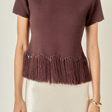 Fringe Hem Knit Top